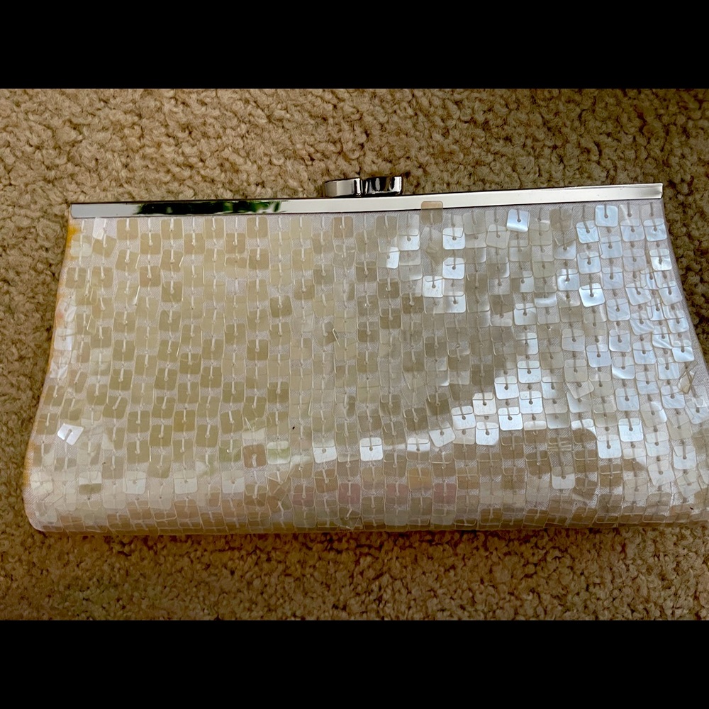White sequined clutch